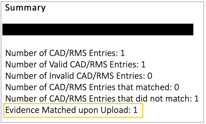 Image of evidence matched upon upload in validation email.