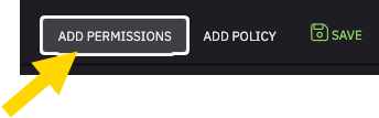 A yellow arrow pointing to the Add Permissions button