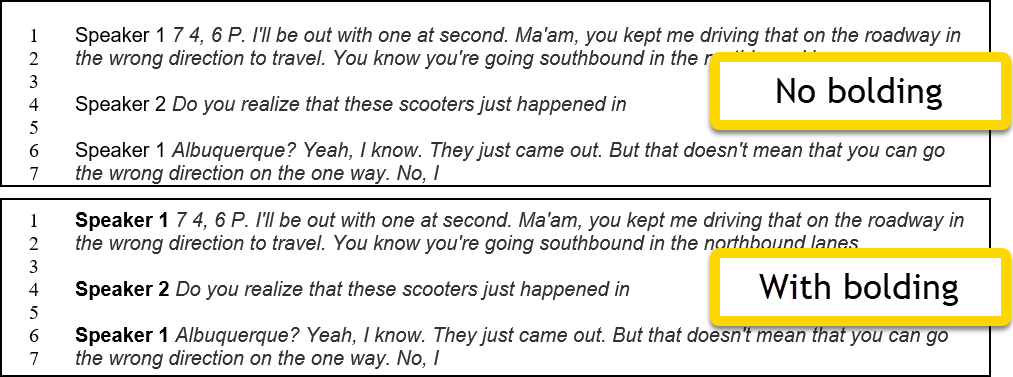 Shows how to change display options for bolding.