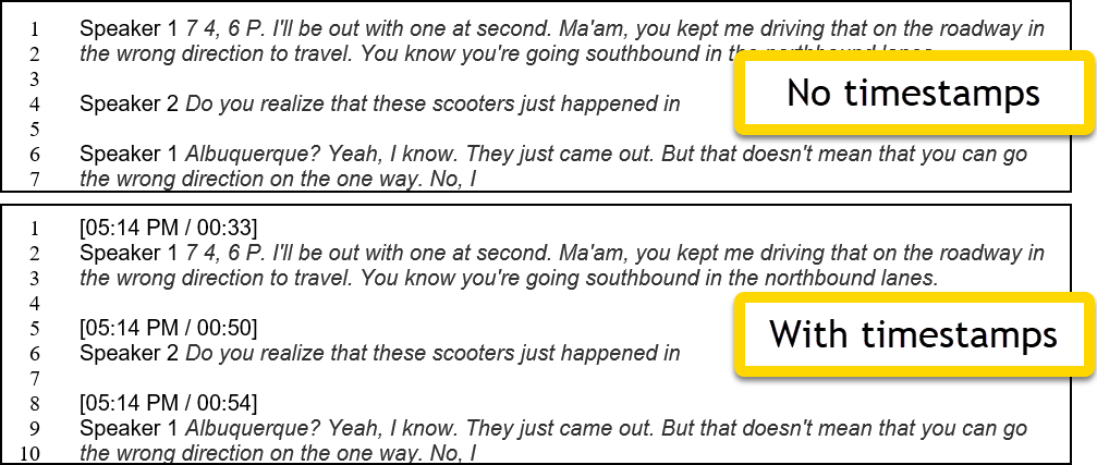 Shows how to change display options for timestamps.