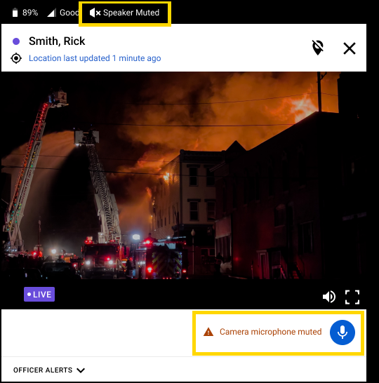Shows the prompt that the camera mic is muted.