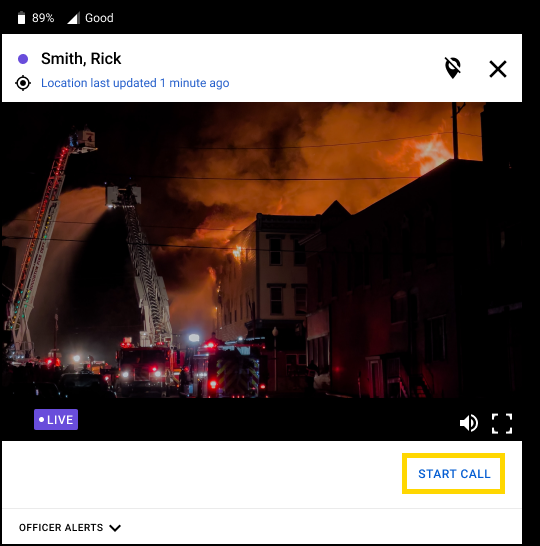 Shows the Start Call link.