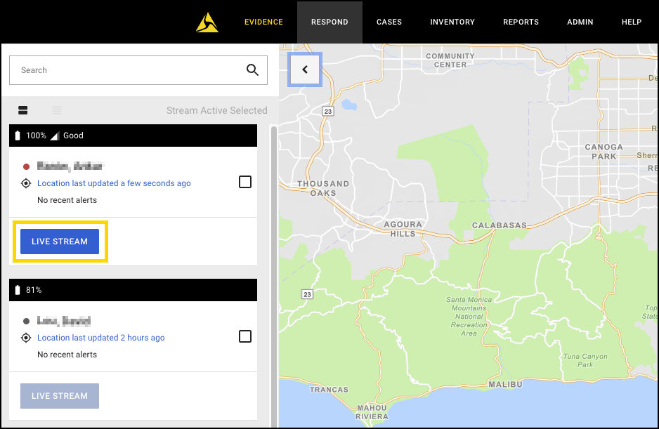Shows the Livestream button to start a stream.