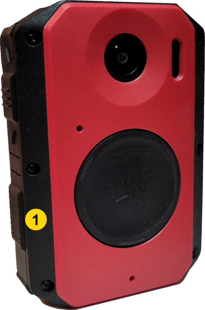 Shows the location of Programm button on the camera, which is on the bottom of the left side when facing the camera.