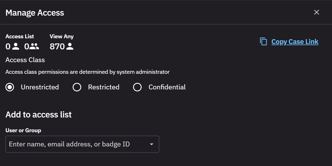 Manage access options.