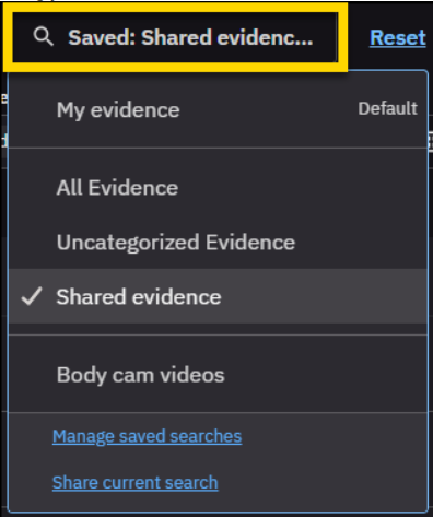 Save search options menu.