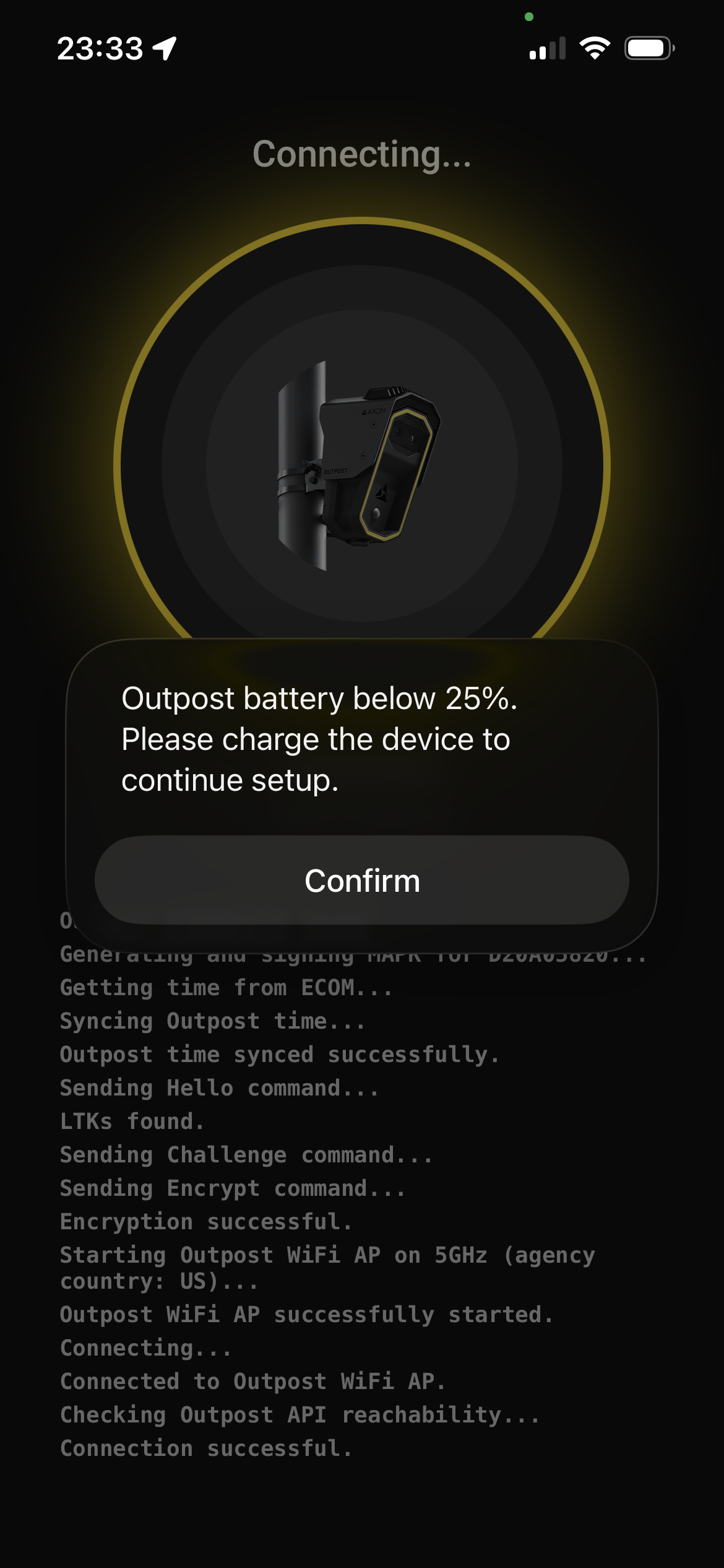 AOM low battery warning.