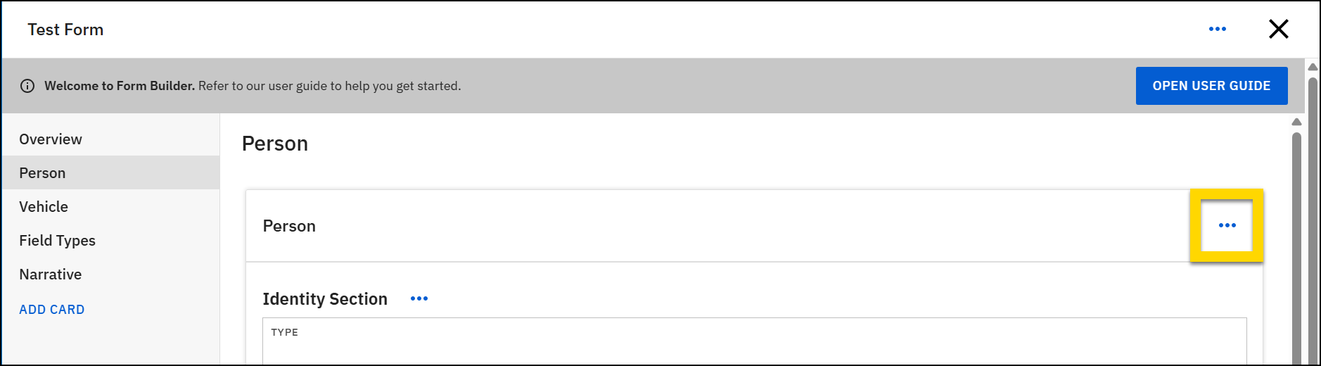 Screenshot of a form. The More actions menu with the Edit option is open and highlighted.