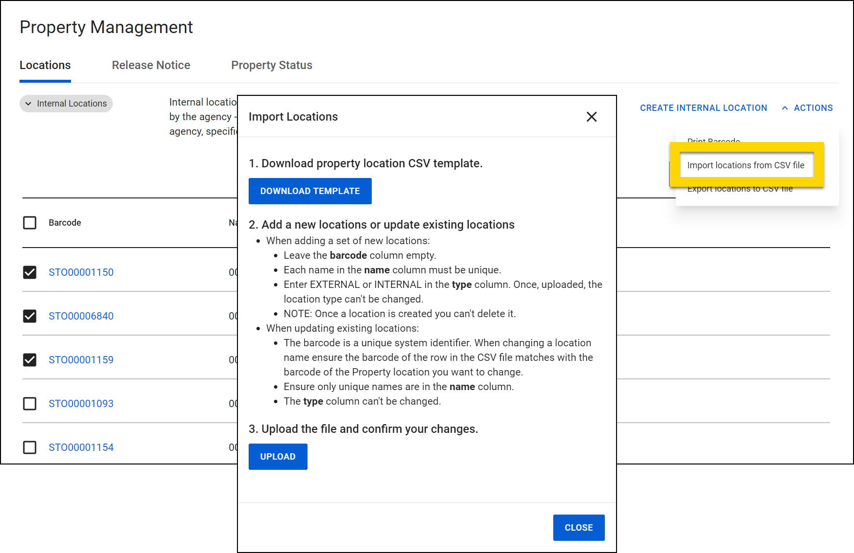 Shows how to import multiple locations.