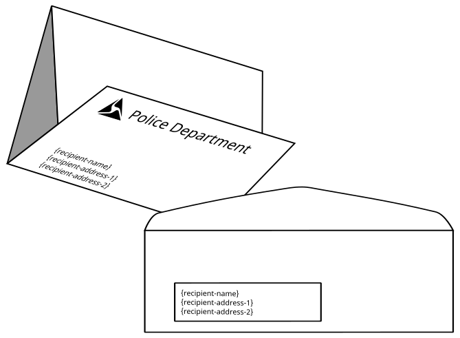 Shows how the recipient information can be printed on the notice so it can be folded into a window envelope.