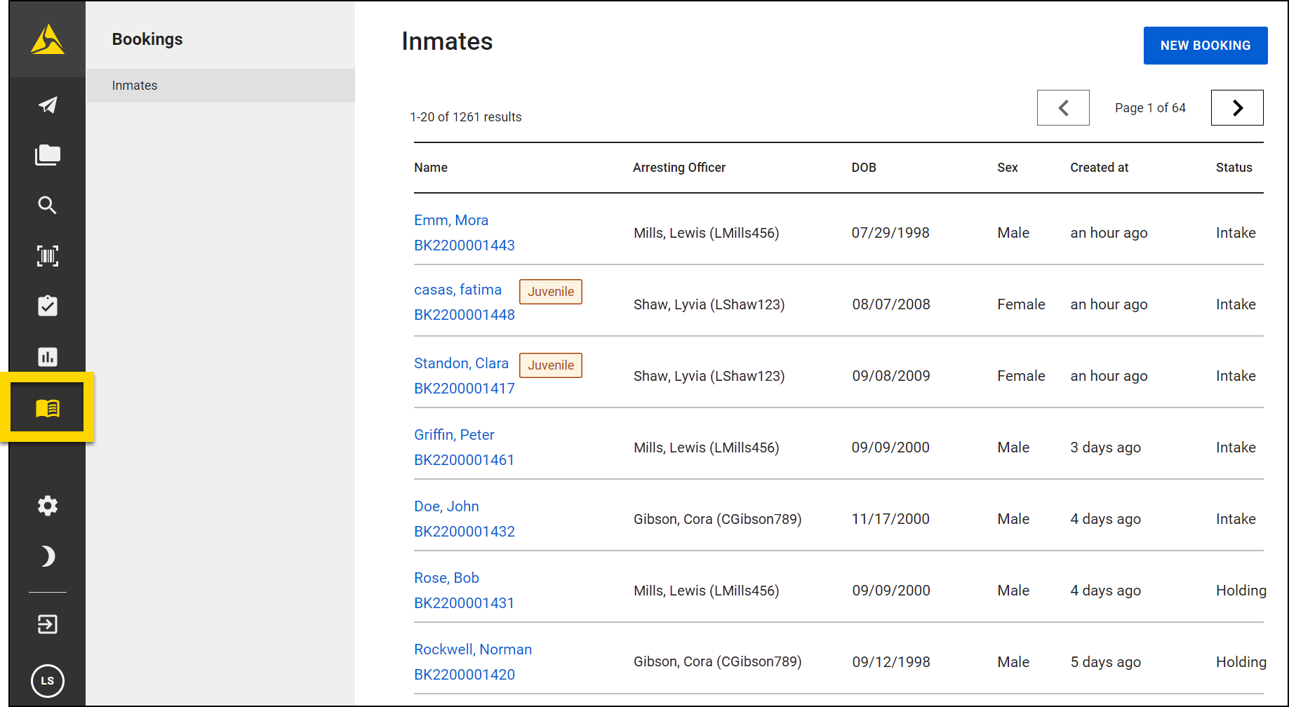 Shows the Bookings module.