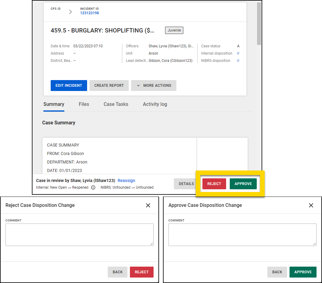 Shows how to approve or reject disposition update requests.