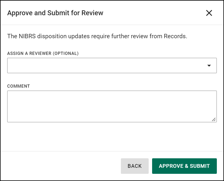 Shows how to submit a NIBRS disposition update to Records for review.