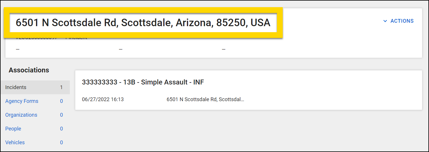 Shows how location information is displayed on location profiles.