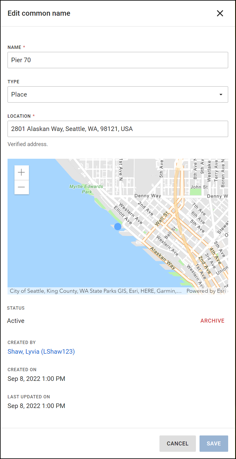 Shows how to edit a common name.