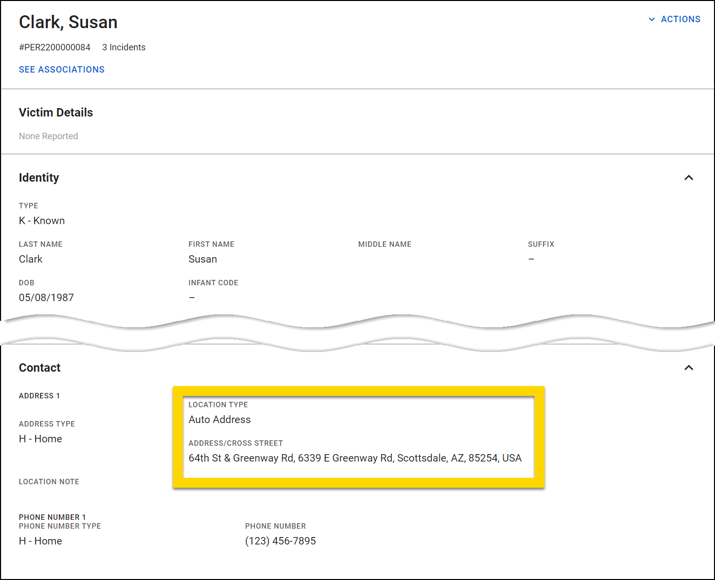 Shows how location information is displayed on person profiles.
