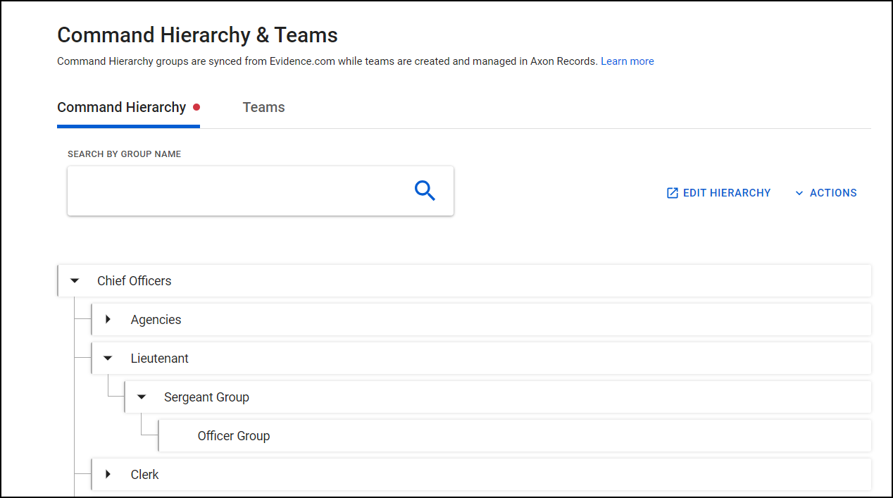 Screenshot showing an expanded command hierarchy.