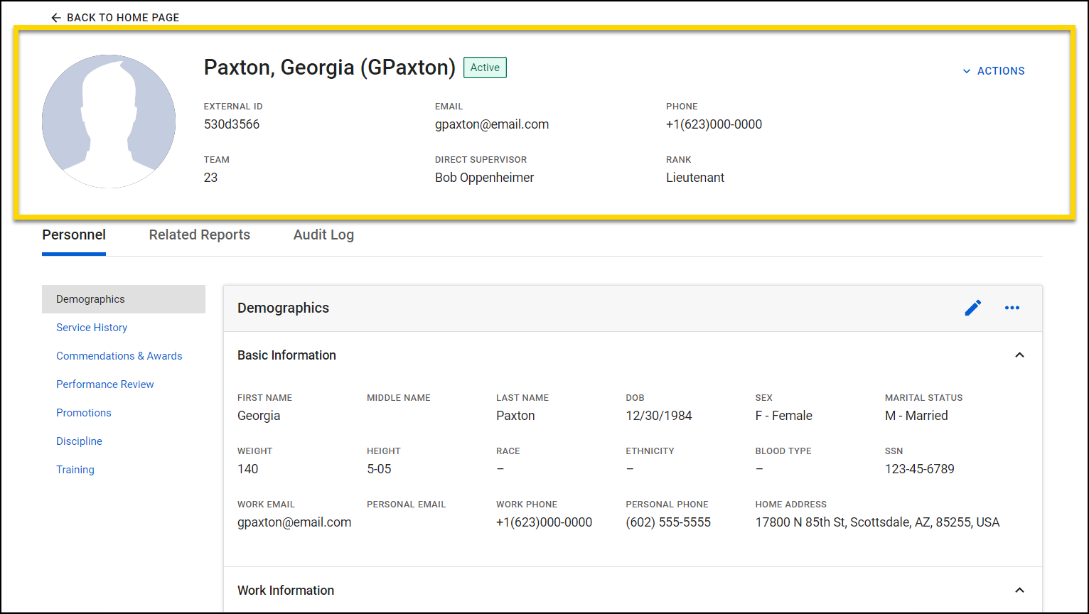 Screenshot shows what is part of the top section of the profile.