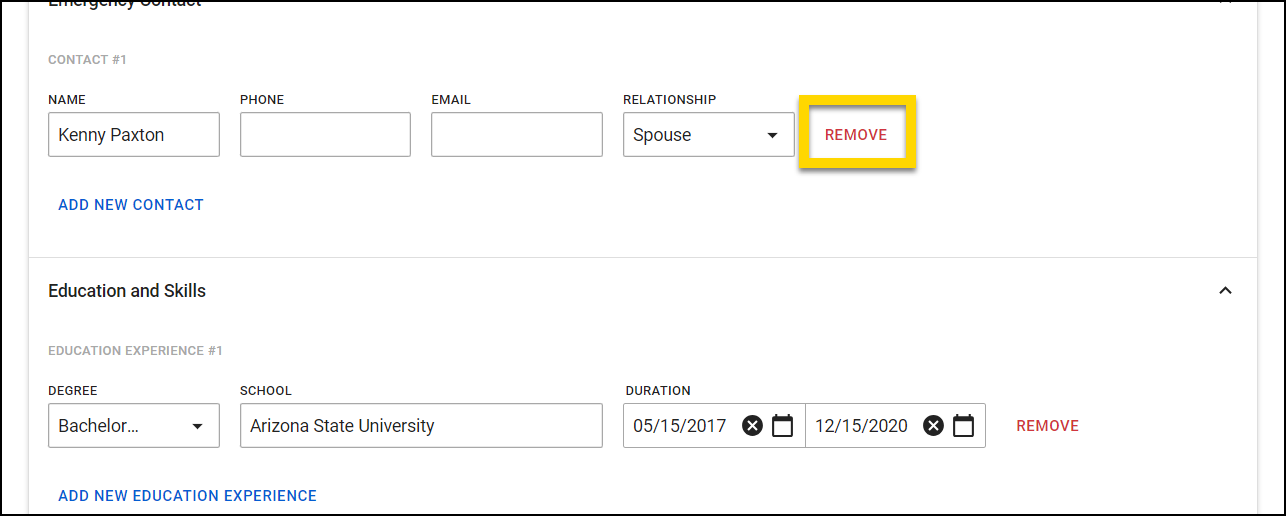 Screenshot of Remove button.