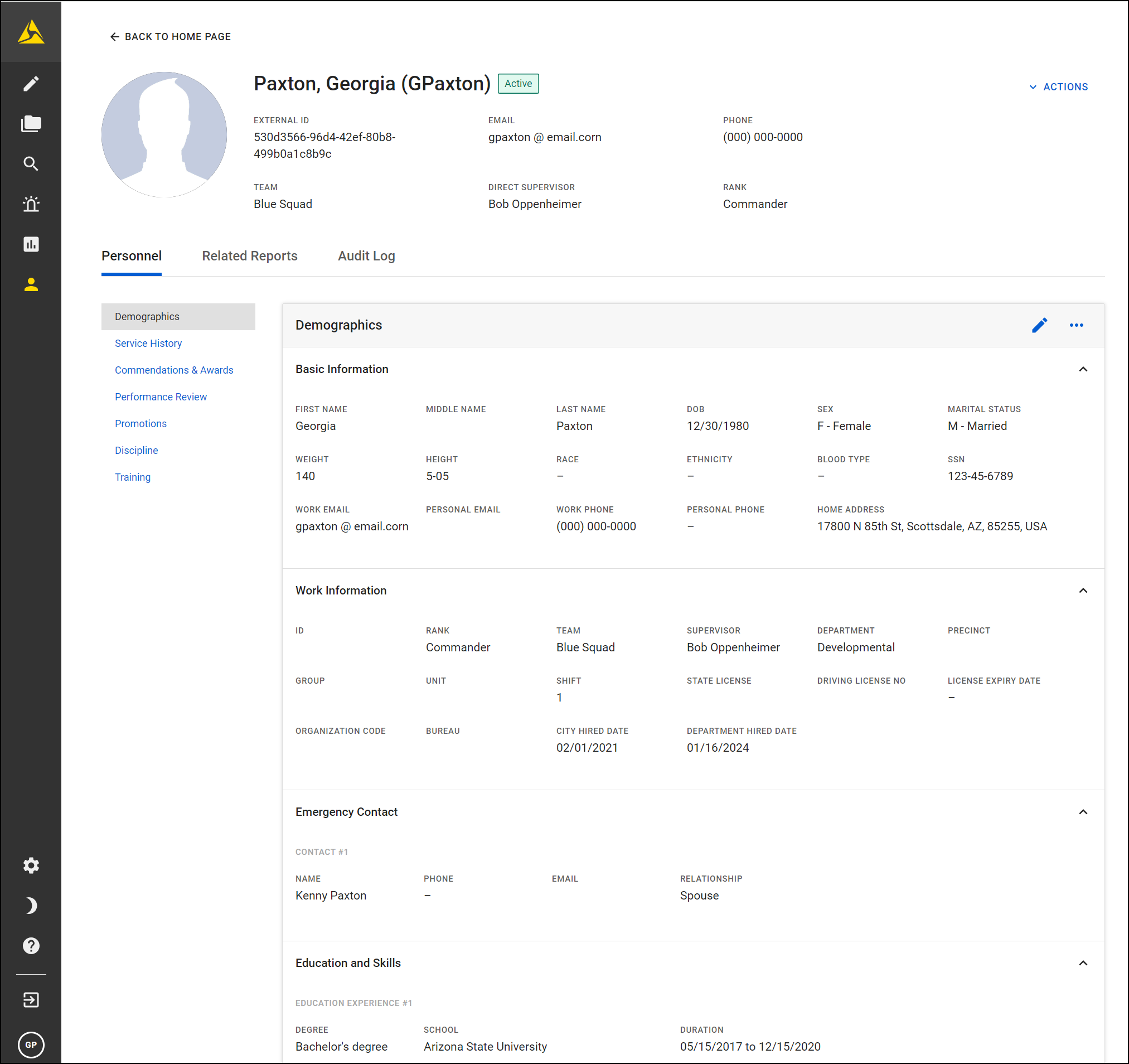 Screenshot of a user profile