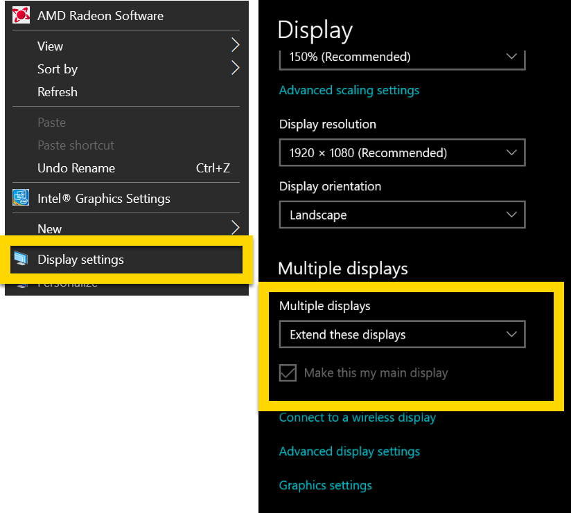 Shows how to connect a tablet to a computer and set its display properties.