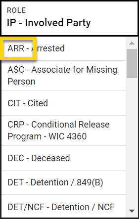 Shows how dropdown menu options have an abbreviation for quick entry.