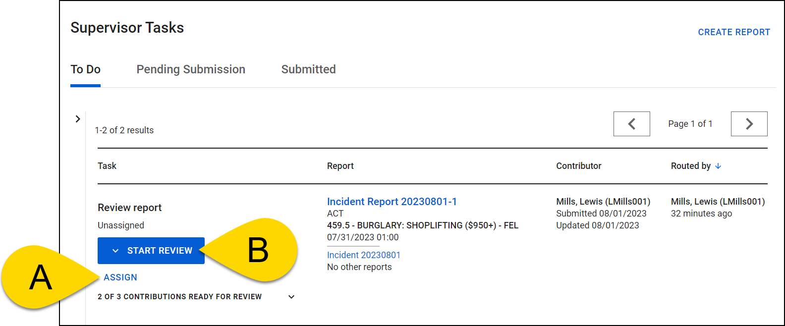 Shows how to assign a single contribution or multiple contributions at the same time.