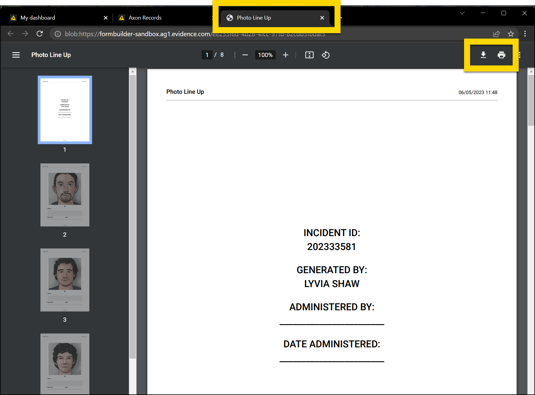 Shows how the lineup opens in a new tab where it can be printed.
