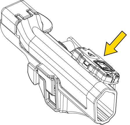 Sensor positioned close to holster side view.