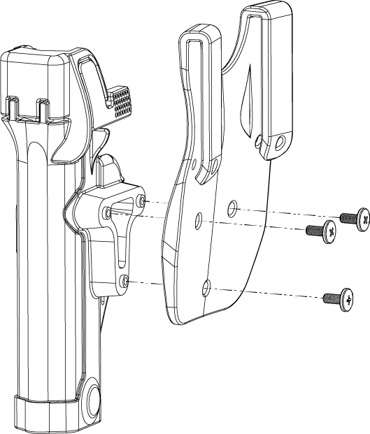 Removing the holster belt clip screws.