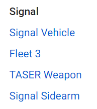 Signal Vehicle menu