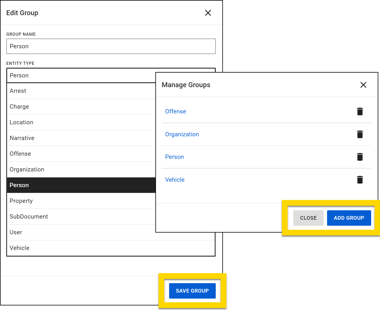 Shows how to create and manage groups.