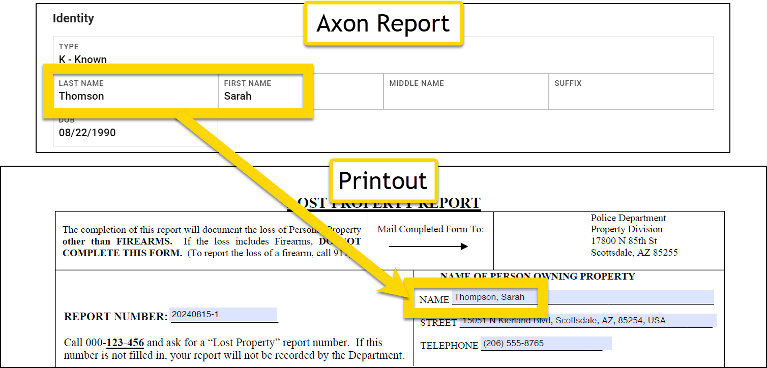 Shows an example of using the concat operator in a Print Template mapping.