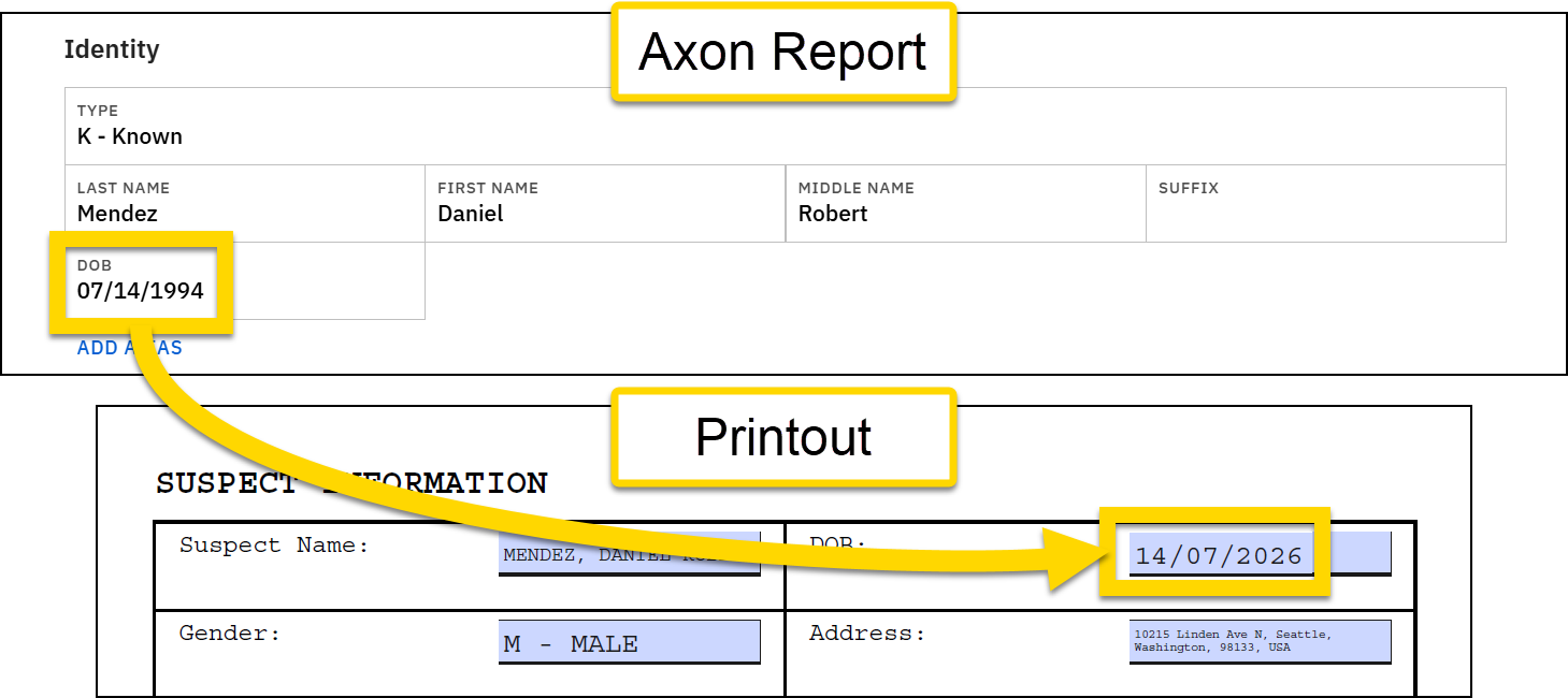 Shows an example of using the format operator in a Print Template mapping.