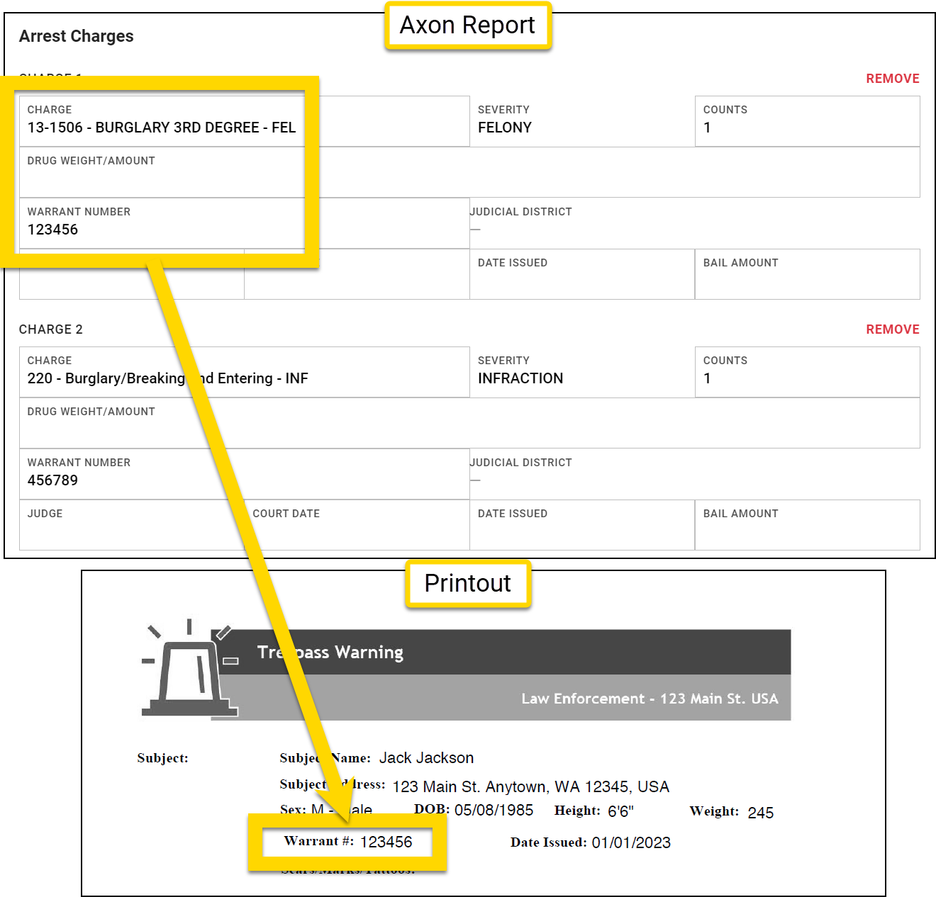 Shows an example of using the match operator in a Print Template mapping.