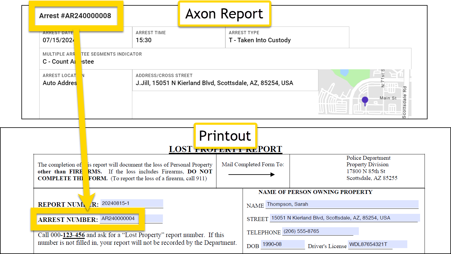 Shows how to print the Arrest ID.