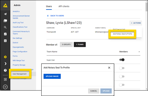 Shows how to add an image to a user's profile.