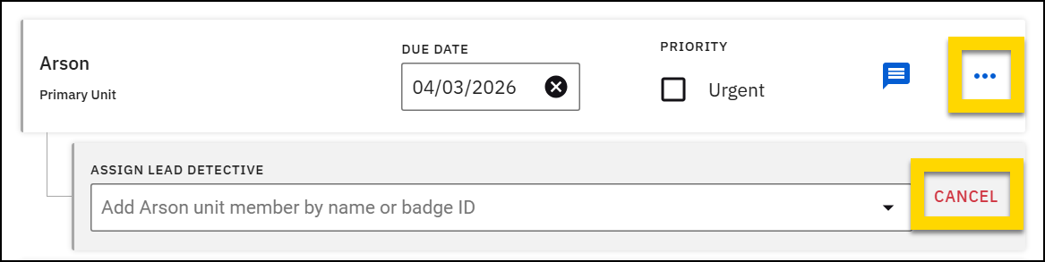 The image displays the Create case window where units and lead detectives can be assigned.