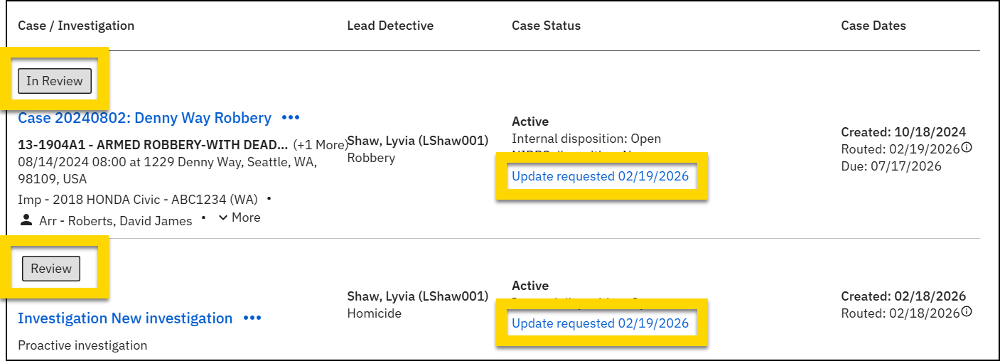 Shows how to see which cases in your My Inbox are under supervisor review.