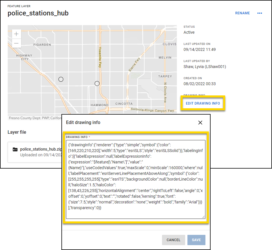 Shows how to edit the drawing info.