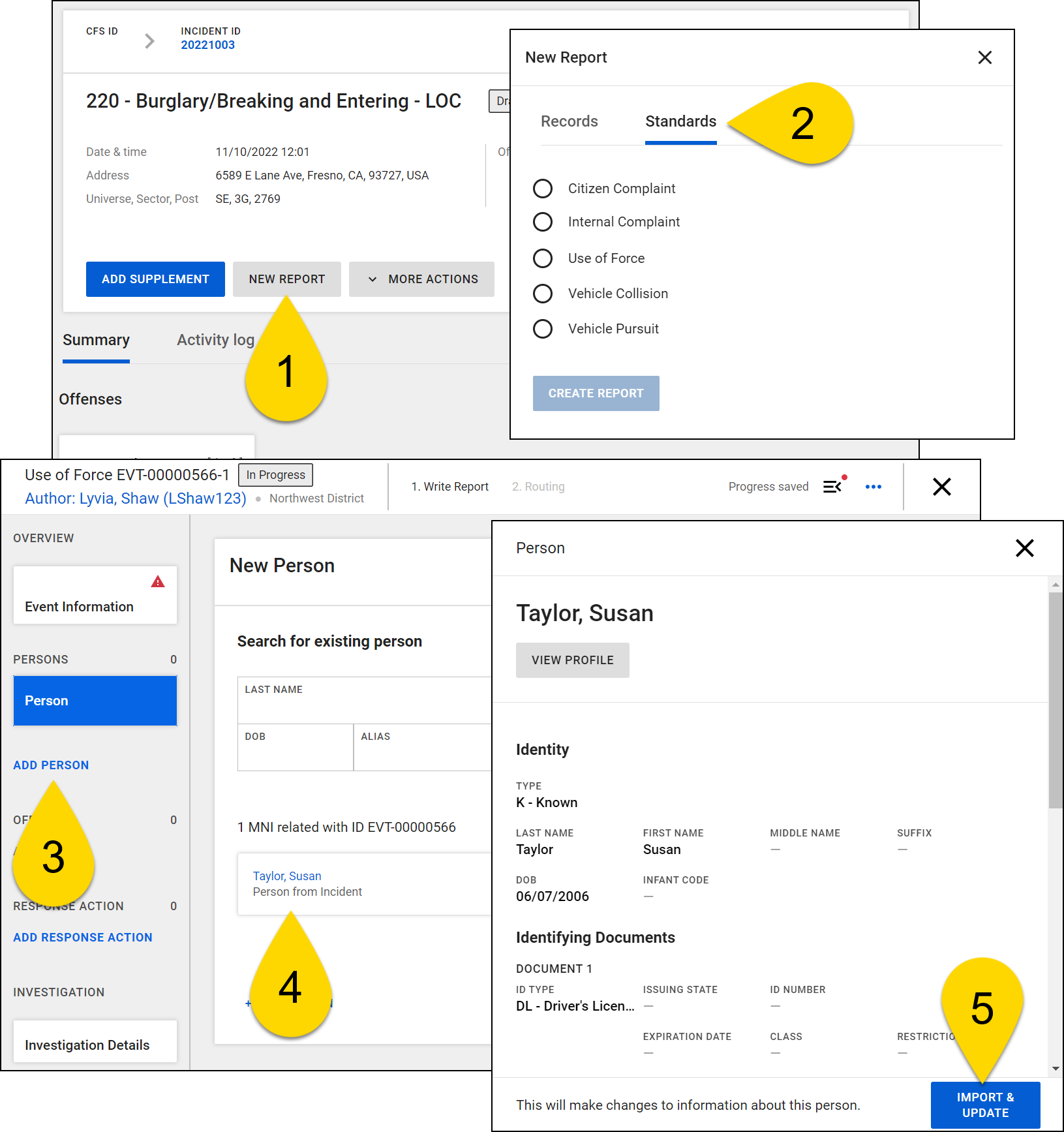 Screenshot capturing key stages of the process, as explained in the text.