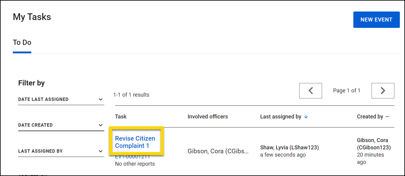 Screenshot showing the task needs revised.