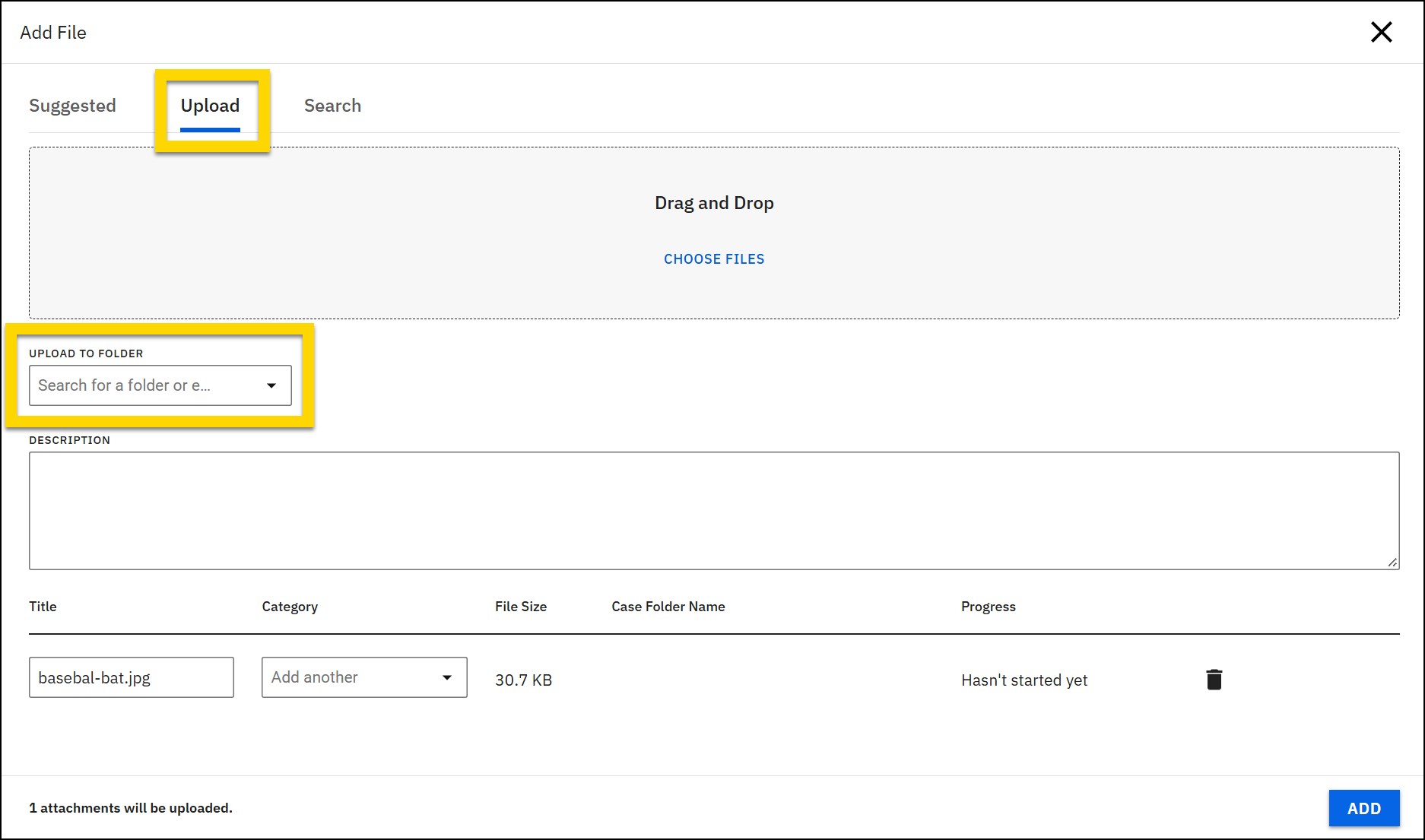 Shows how to upload new files.