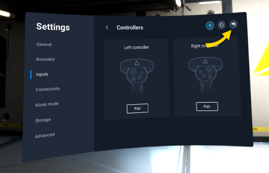 Third icon displayed on the Controllers page Third icon displayed on the Controllers page