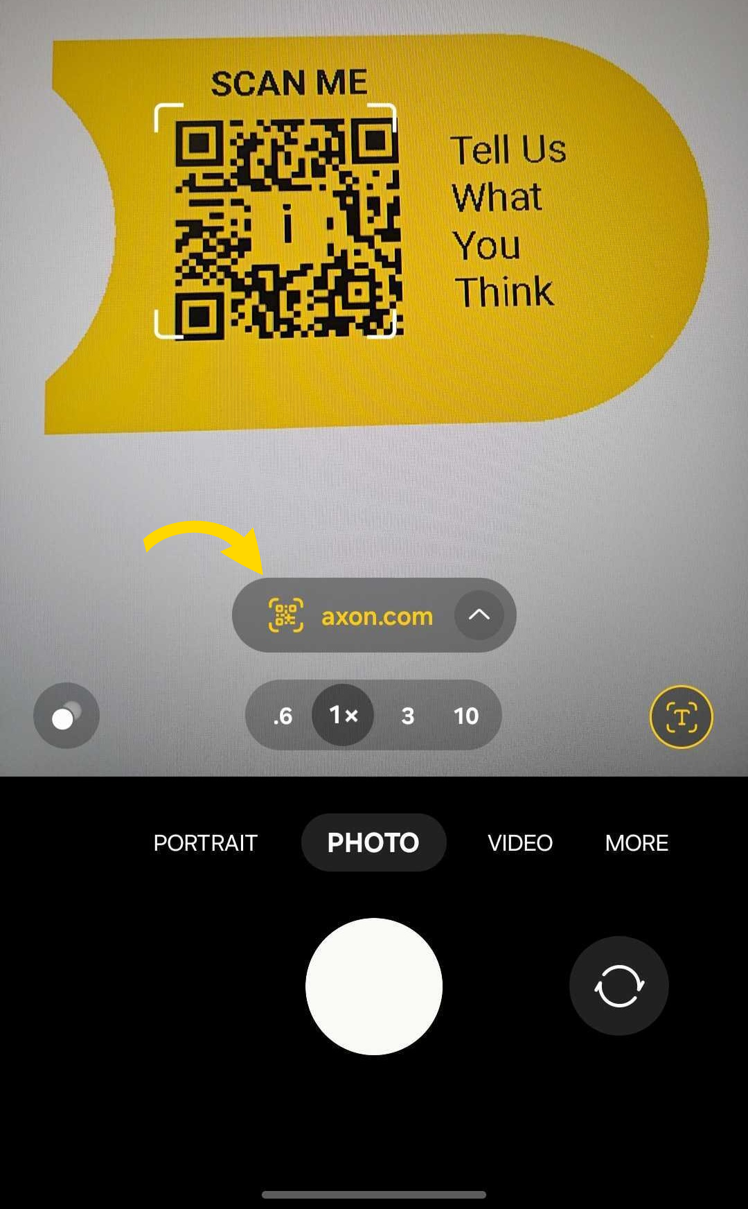 URL that displays after scanning QR code