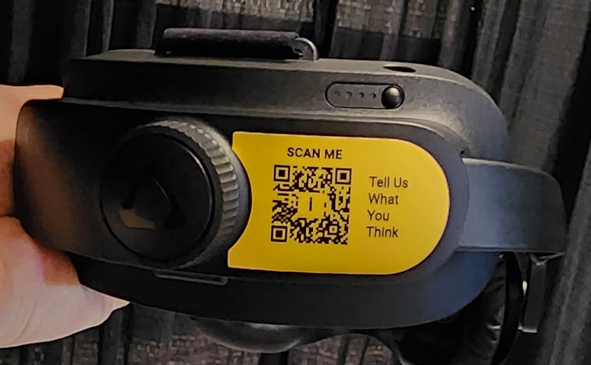 QR code sticker on the headset