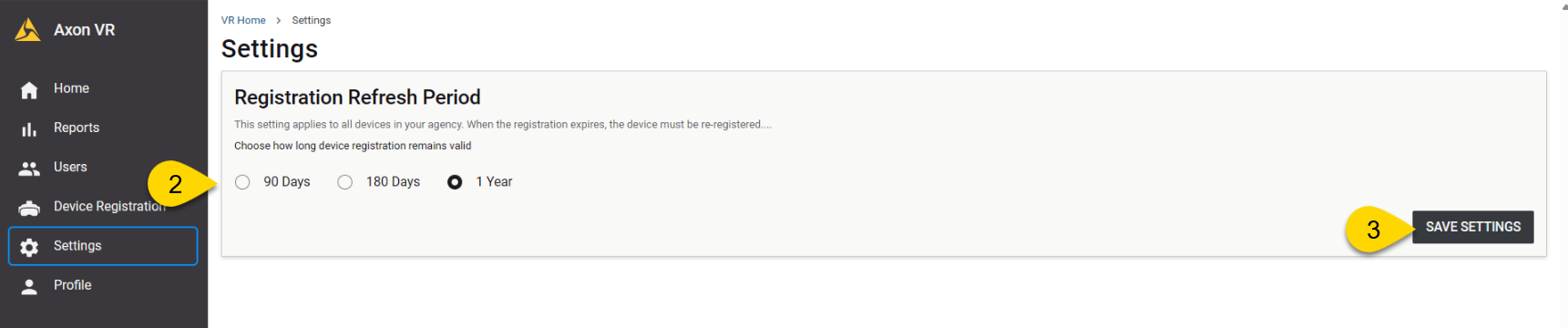 Registration Refresh Period in the settings