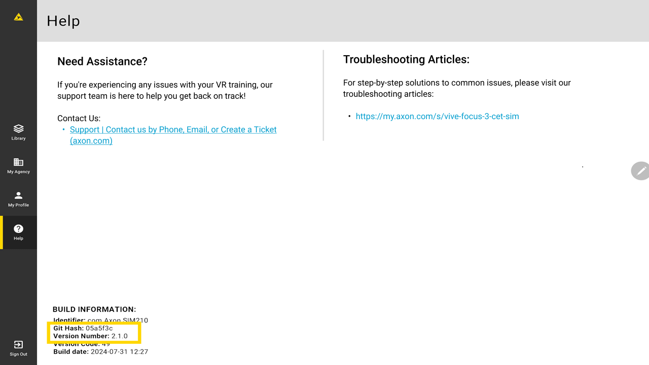 Version and githash numbers on the Help page Version and githash numbers on the Help page