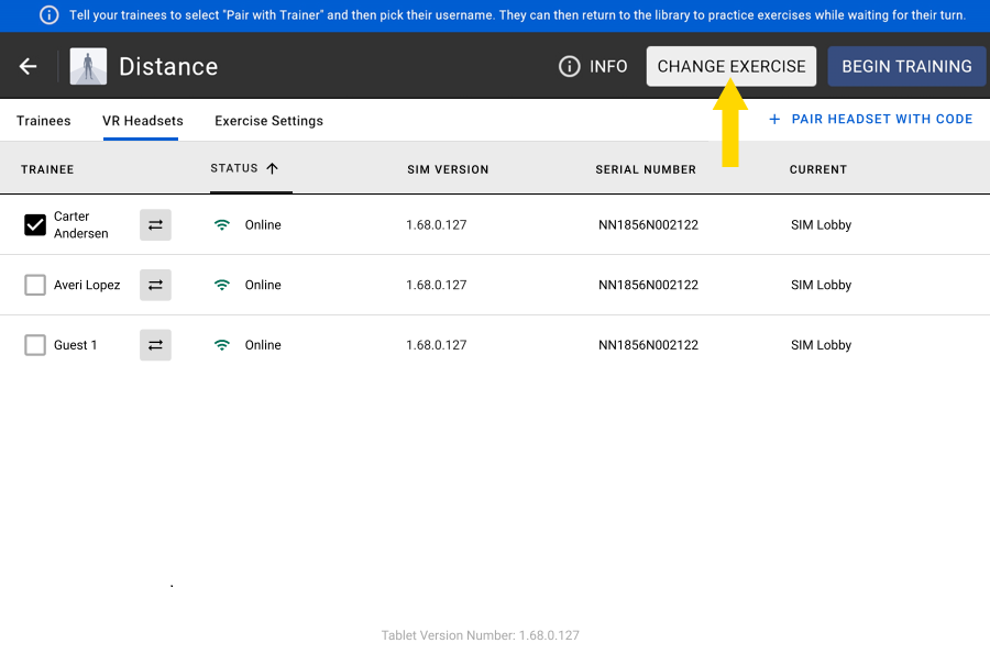 Change Exercise button Change Exercise button