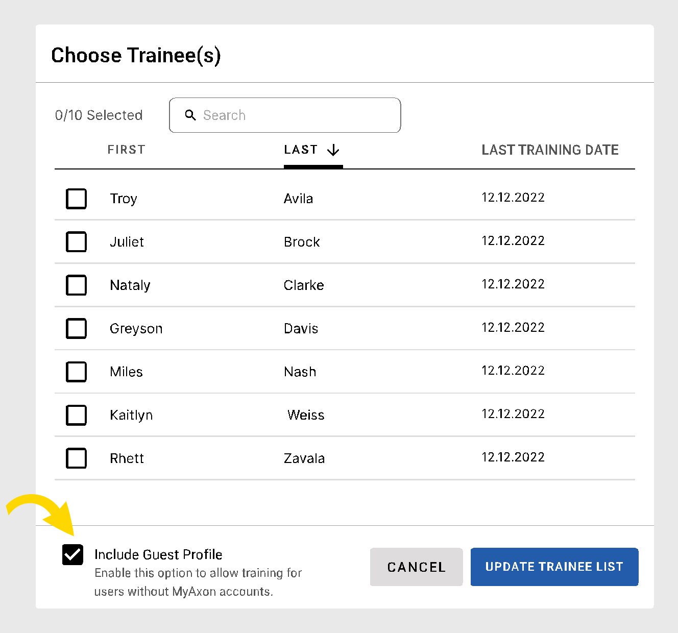 Include Guest Profile checkbox Include Guest Profile checkbox